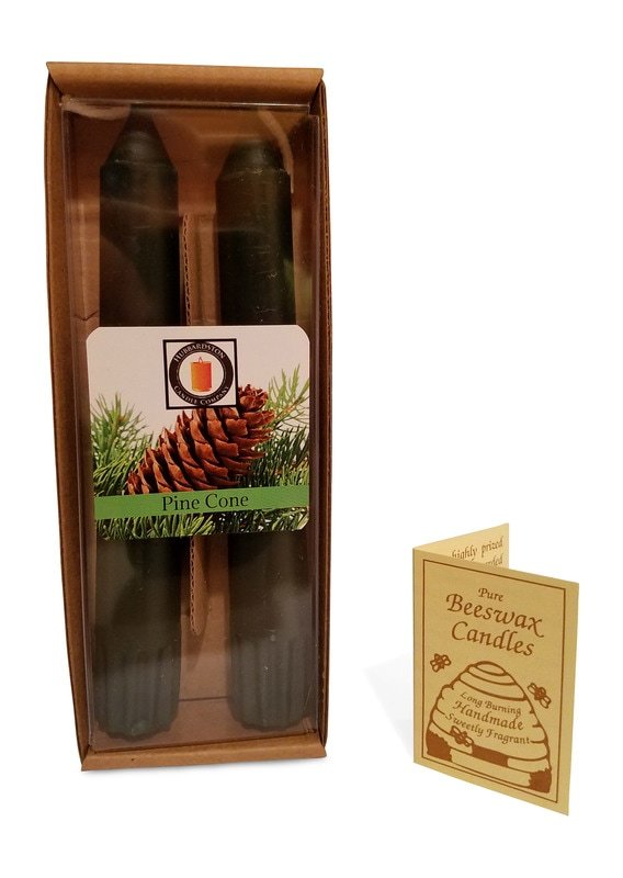 100 Percent  Pure Beeswax 6" Pine Cone Scented Taper Candle 