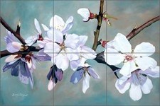 Ceramic Tile Mural Backsplash Wayman Almond Flowers Blossom Floral Art POV-DW001