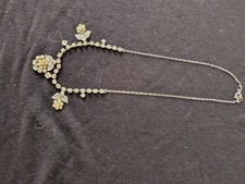 Vintage Silvertone Diamante Necklace Floral Design Costume Jewellery Pretty Gift