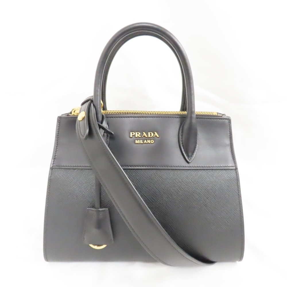 Prada Saffiano Leather 2-Way Hand Shoulder Bag Black Ts797721 Preowned