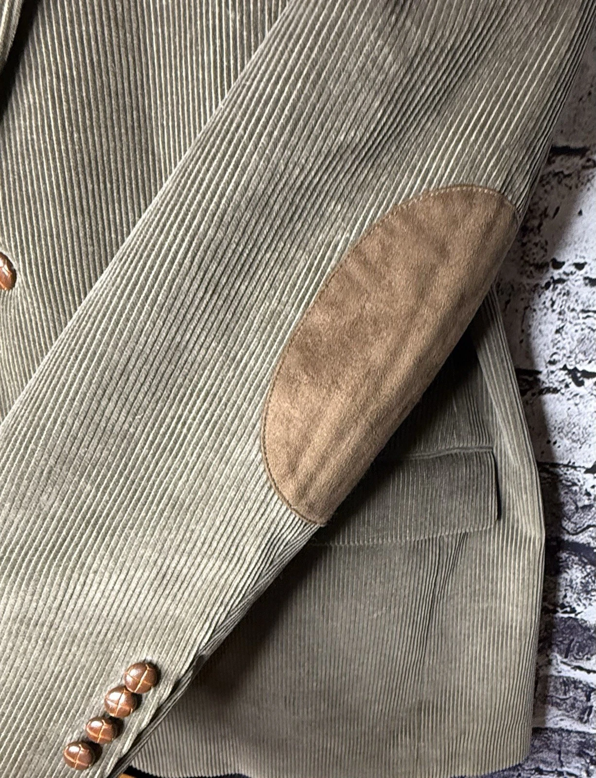 Polo Ralph Lauren Blazer 46L Brown Corduroy Jacket Leather Elbow EUC - product detail image 3