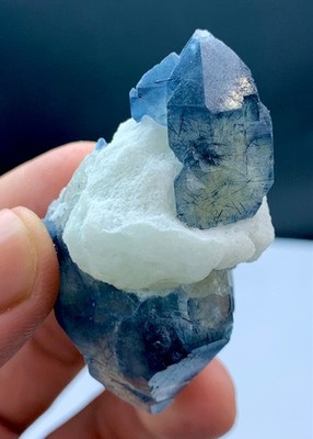 59 Gm Blue Dumortierite included Quartz Rare Brilliant Perfect Shape Crystal-AFG