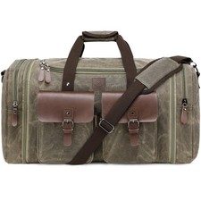 Waxed Canvas Duffle Bag for Men - 60L Waterproof Travel Duffel Bags  Weekend...