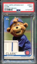 Clark Mascot Relics Card 2020 Topps Opening Day (pop 1) #MRCC PSA 9