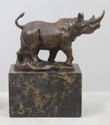 Bronze Sculpture - Rhinoceros - African Safari - Solid Marble Base - Rhino