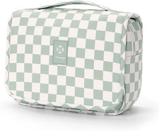 Small Hanging Travel Toiletry Bag for Traveling Women, Checkered Travel Bag for