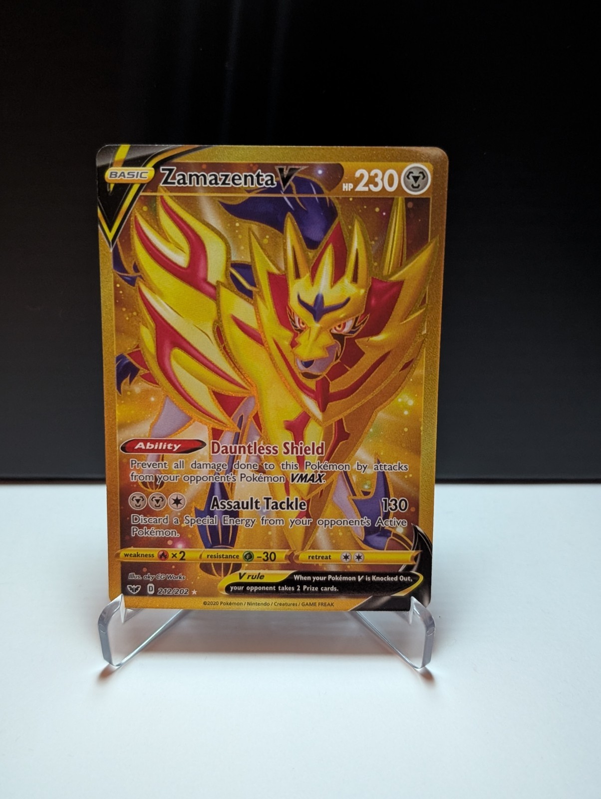 Zamazenta V Gold Secret Rare Sword & Shield 212/202 NM