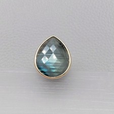 Natural Labradorite Pear Shape Gemstone Ring 18k Gold Plated Jewelry Gift Ring