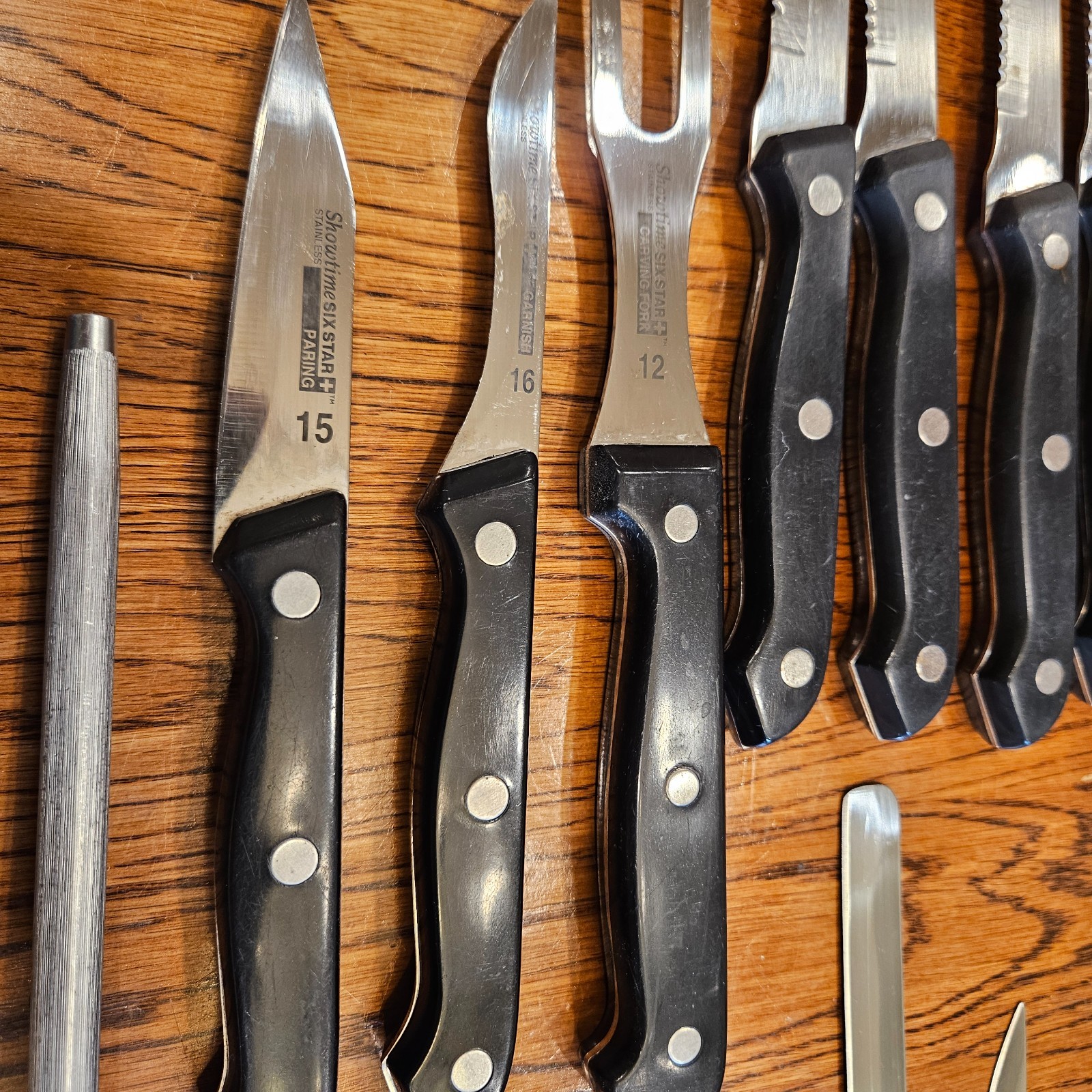 Ronco Showtime SIX STAR Cutlery Set of 19 Knives + Sharpener + Knife Block