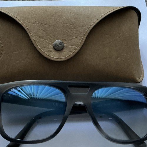 Ray-Ban Men's Black Square Sunglasses Gradient Blue Lenses w/ Case