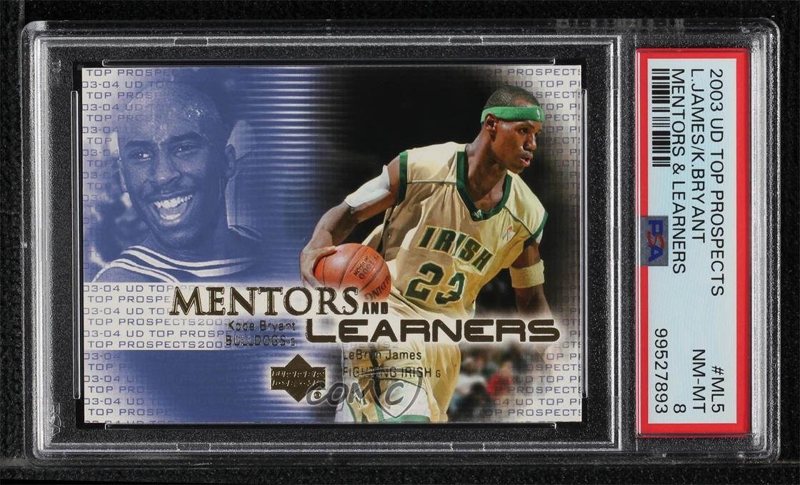 2003-04 UD Top Prospects Mentors and Learners Kobe Bryant LeBron James PSA 8 gb9