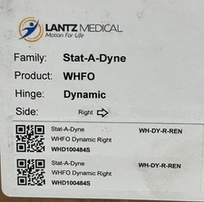 LANTZ STAT-A-DYNE WHFO(WRIST HAND FINGER ORTHOSIS) DYNAMIC RIGHT WH-DY-R-REN NEW