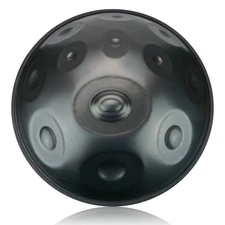 "" Hand Pan in D Minor 12 Notes Steel Hand Drum,440HZ (22.8" (58cm), Black 12...