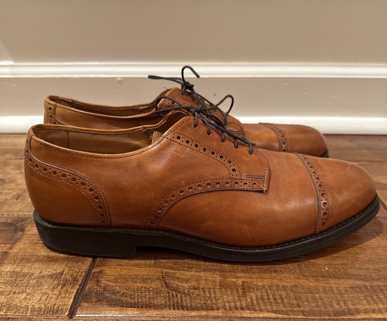 SAOLA Allen Edmonds Benton 3448 Oxford da uomo in pelle marrone con punta a cappuccio taglia 10 5 D