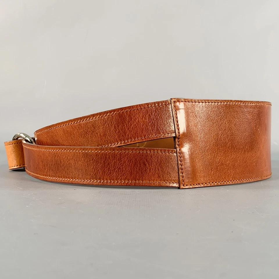 Cinturón envolvente de cuero marrón plateado talla M OSCAR DE LA RENTA Foto 4 de 4