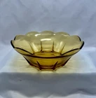 Anchor Hocking Swedish Modern 8" Amber Glass Serving Salad Fruit Bowl Vintage 70