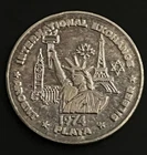 1974 Plata Silber Argent International Exchange 1 Troy Ounce 999 Silver Round