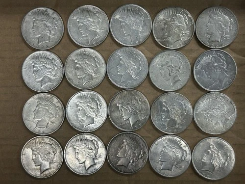 ROLL of 20 ~ 1922 D ~ VF-XF-AU Silver Peace Dollar AUTHENTIC US COINS 90% Silver