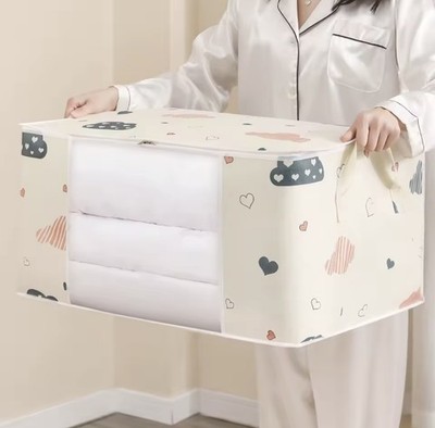 Large Capacity Clothes Storage Bag With Handle For Blankets Bedding Foldable Zip