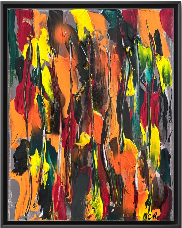 Original Abstract Acrylic Impasto Tiger Mixed Media Wall Art Painting 11x14 OOAK