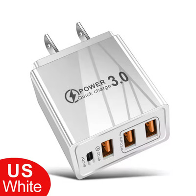 USB 4 Port Fast Quick Charge QC 3.0 PD Fast Charger Power Adapter Plug Samsung