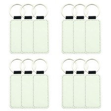 12 Pcs Sublimation Blank Keychains,PU Leather White Keychains Ornament Pendan...