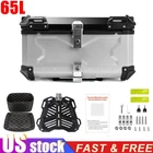 65L Silver Motorcycle Tour Tail Box Waterproof Trunk Luggage Storage Top Case