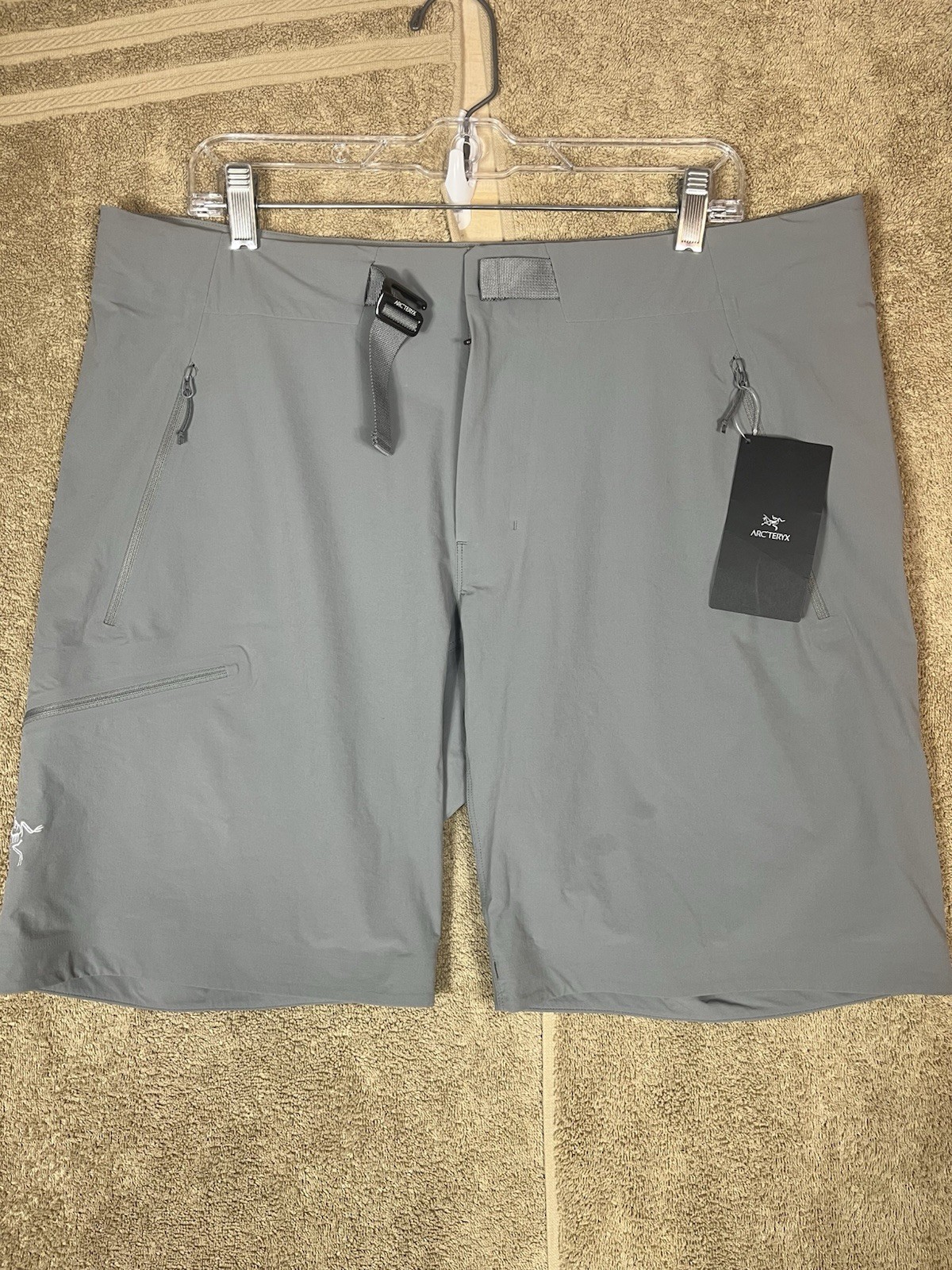 Cerniera escursionismo Arc'Teryx uomo Gamma SL corta 9" taglia 36 grigio vuoto nuova con etichette