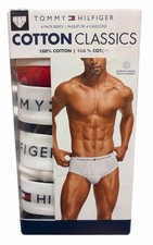 TOMMY HILFIGER Briefs Mens Medium 4-Pack Micro Moisture Wicking Logo Black Red