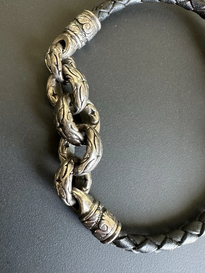 Scott Kay Sterling Silver Leather bracelet w adorable unbranded key necklace - Image 4 of 4