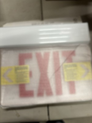 White AC Dual Circuit Red Letter Double Face Mirrored Edge Lit LED Exit Sign