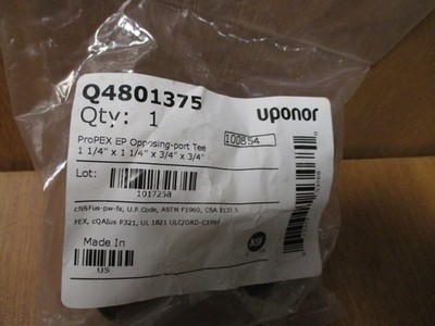 UPONOR  PROPEX EP OPPOSING PORT TEE 1-1/2''X1-1/2''X3/4''X3/4'' PART#Q4801575 NEW