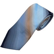 Vintage Beekman Place Necktie - Blue/Tan Gradient Stripes - 57" x 3" - Poly