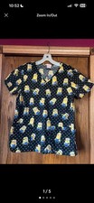 Women's Scrubs Medical Despicable Me Minion All Over Print Black Yellow Size sm