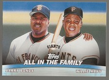 2000 Topps Baseball Barry Bonds - Willie Mays All in the Family Combo Insert #19