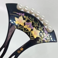 Kanzashi/Kasho Wedding Resin Golden Makie Bellflower Pearl Drumstick Pre-Owned K