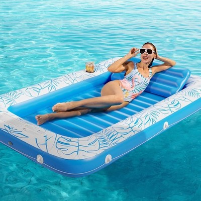 Inflatable Tanning Pool Lounger Float - 4 in 1 Sun Tan Tub Sunbathing