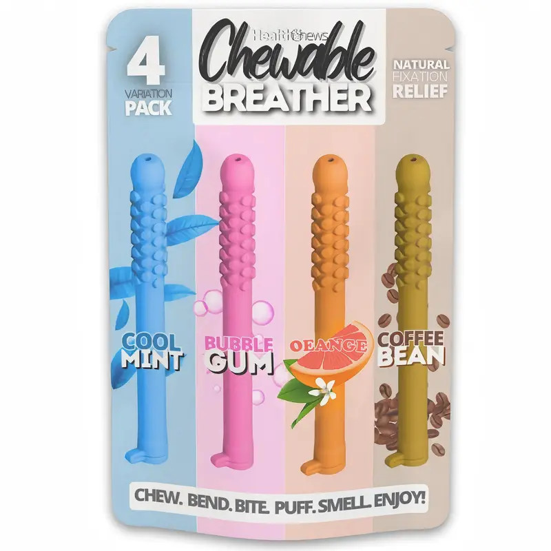 4Pack Chewable Oil Breath Stick Natural Relaxation Relief for Focus Clear