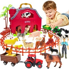 Farm Animals Big Red Barn Toy for 1 2 3 4 5 Years Old Toddlers, Kids Farm Figure