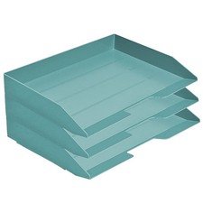 3 Tier Paper Organizer Letter Tray Plastic Stackable Desk File Solid Green