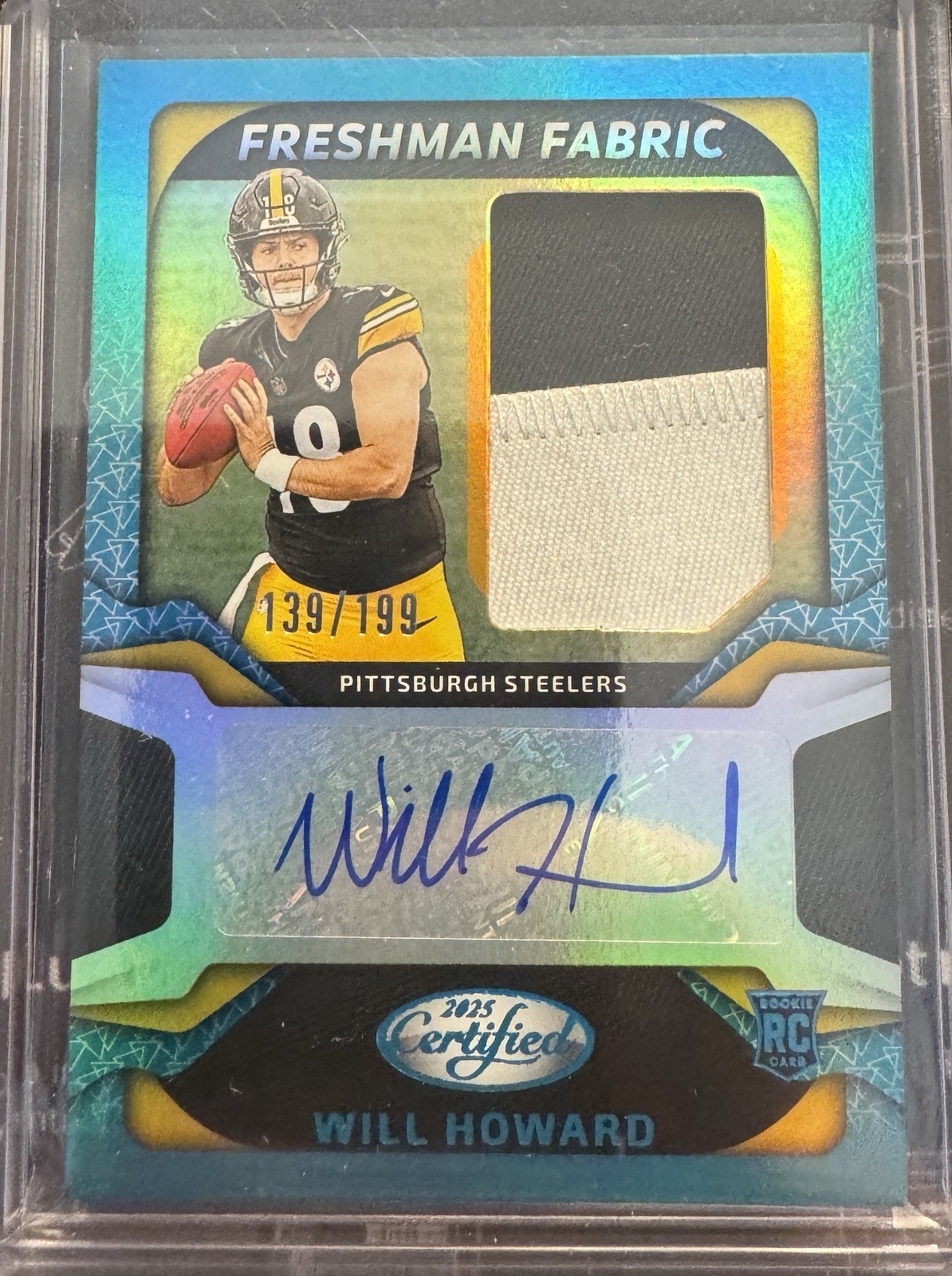 Will Howard 2025 Panini Certified Freshman Fabric Teal Patch Auto /199 PMS-JWT