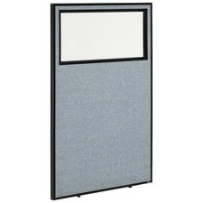 36-1/4"W x 60"H Office Partition Panel with Partial Window Blue