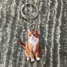 Cat Keychain Ginger Kitty Cute Keyring Bag Charm Cute Dangle Fob Cat Lady Gift