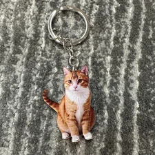 Cat Keychain Ginger Kitty Cute Keyring Bag Charm Cute Dangle Fob Cat Lady Gift