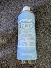 Dr. Bronner's 18 in 1 Hemp Baby Unscented 16 oz Pure Castile Soap Liquid 473 ml