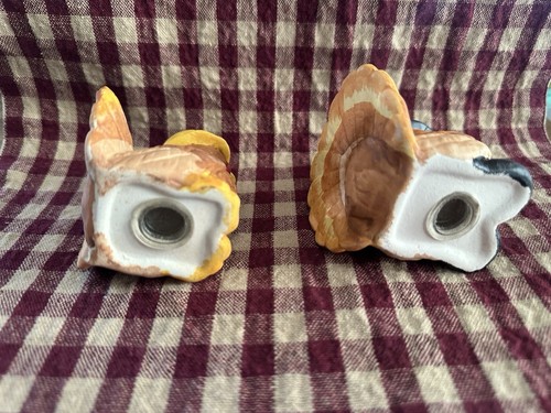 Thanksgiving Pilgrim Turkey Salt & Pepper Vtg Shaker Set w/Box Hermitage Pottery - Picture 5 of 9