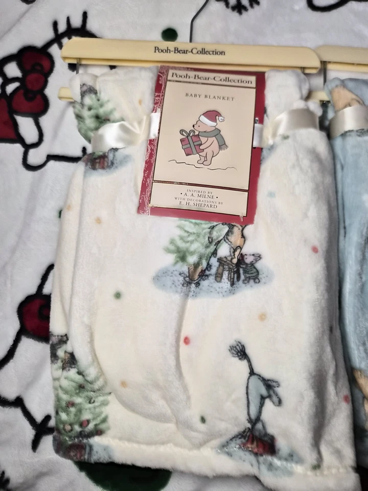 Three Christmas Winnie The Pooh Baby Blankets - New - Image 4 of 4