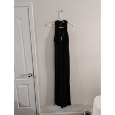 Halston Heritage Black Sleeveless V-Neck Cutout Wide Leg Jumpsuit Size 4