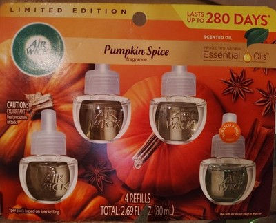 Air Wick Pumpkin Spice Oil Refills Infused with Essential Oils 4 Pack 2.69 fl oz