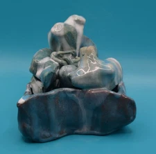 "Blue Melting Dreams" - Abstract Original Clay Sculpture. Hand made & glazed.